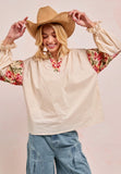 Woven Top with Embroidery