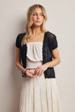 Open-Knit Short-Sleeve Crochet Cardigan Top