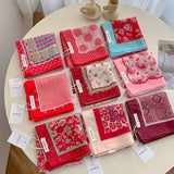 Red Passion Floral Bandana Square scarf