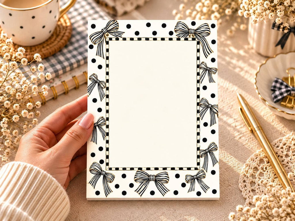 Black Bow Notepad & Polka Dot Memo Pad Coquette St