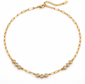 Bezel Crystal Chain Necklace | 18k Gold Plated Stainless Steel