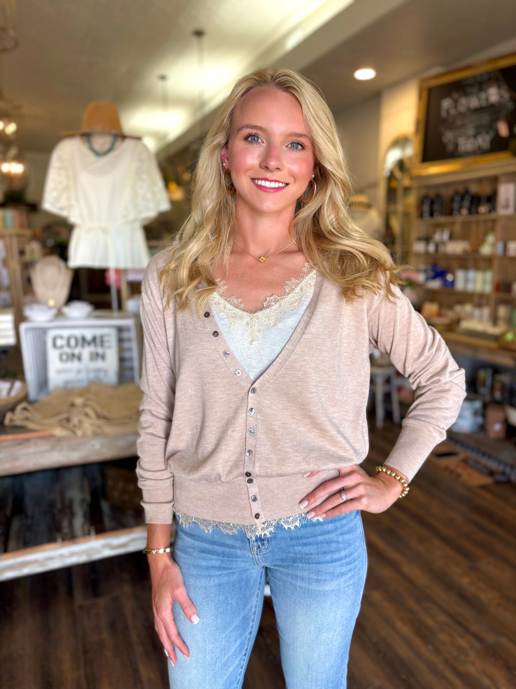 Lace Detail Cardigan Top