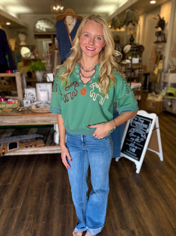 Horse Embroidered Top