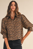 Leopard Print Satin Blouse