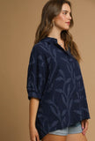 Oversized Textured Leaves Blouse