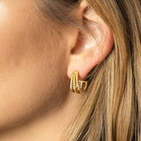 14K Gold Dipped Triple C Hoop Earrings