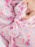 SoftSnooze™ Baby Girls Bamboo Viscose Pretty in Pink Floral Ruffle Knotted Sleep Gown & Bow Hat Set