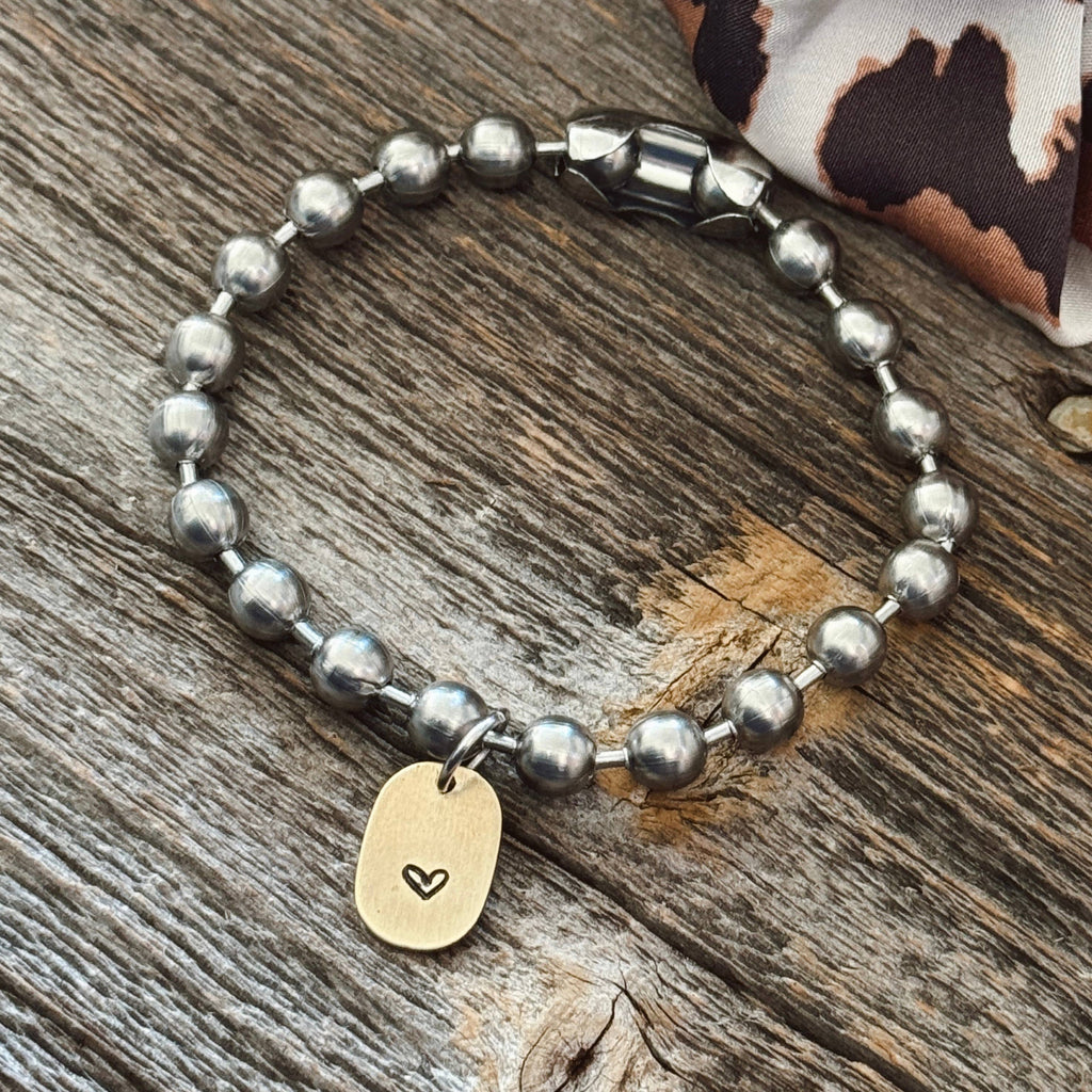 Brass Heart Tag Bracelet