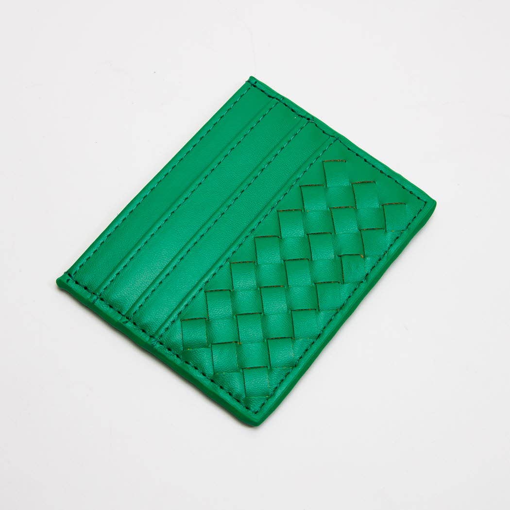 Vegan Leather Woven Braided Card Wallet
