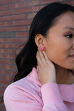 Hand Drawn Heart Studs - Hot Pink // Valentine's Earrings