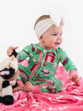 SoftSnooze™ Baby Girls Bamboo Viscose Farm Friends Convertible Ruffle One Piece Footie Pajama