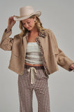 Twill Barn Coat with Leopard Detail