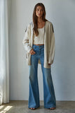 Knit Sweater Contrast Stitch Open Cardigan