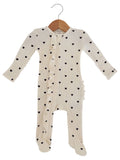 Organic Waffle 2-Way Zip Ruffle Footie, Black Heart