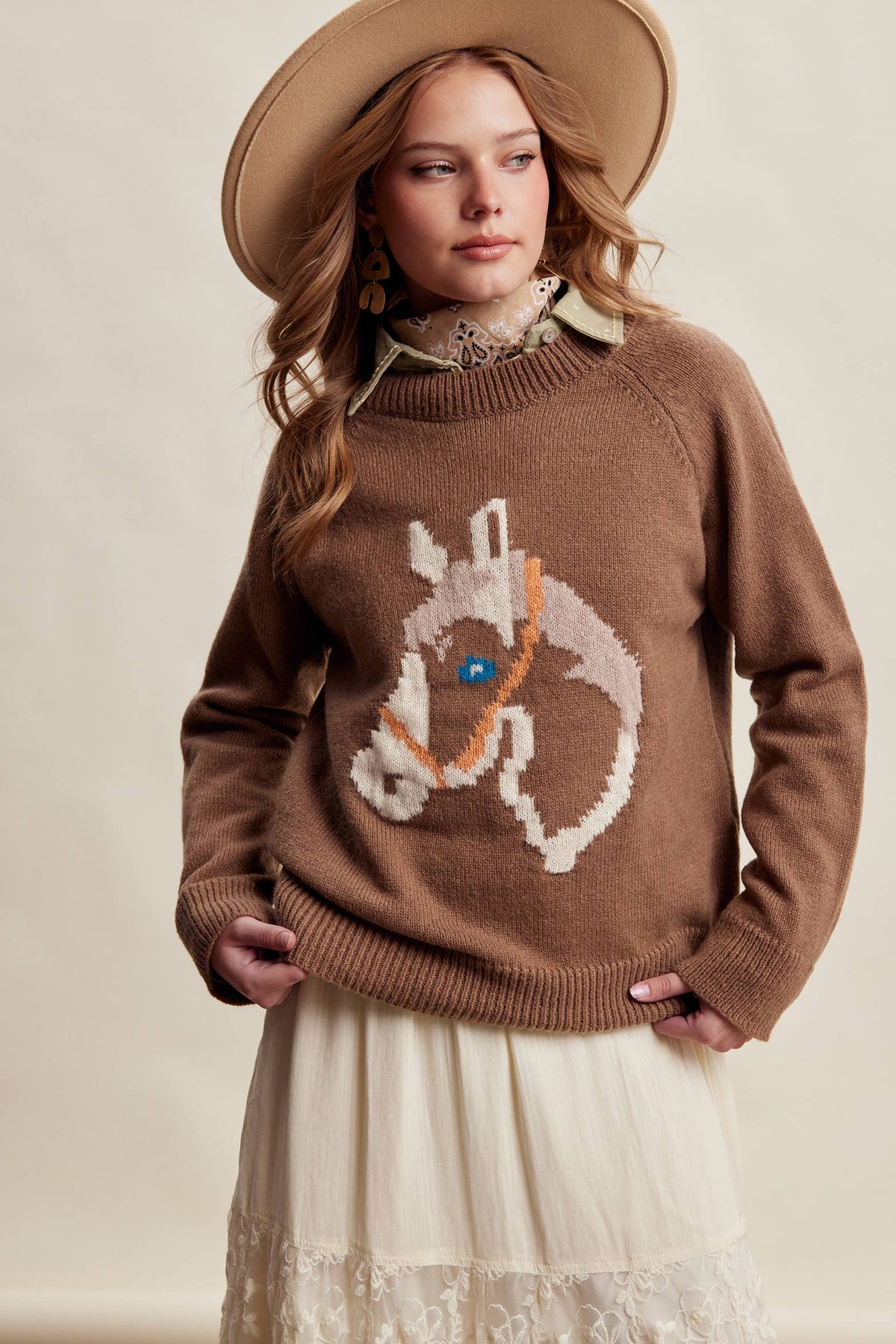 Horse Intarsia Knit Sweater