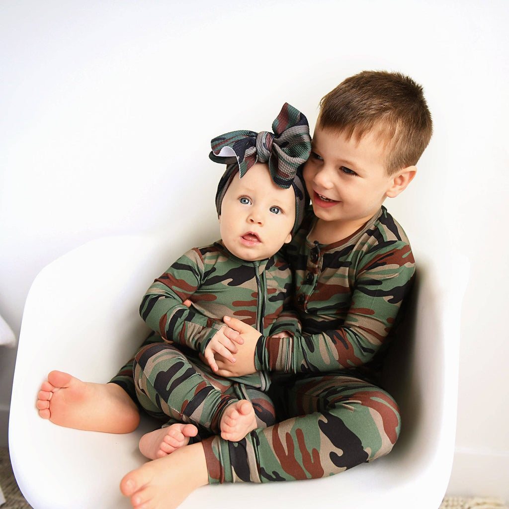 Bamboo Baby Pajama Sleepies Little Baby Zip Camo