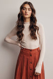 Stretch Ribbed Mock Neck Top