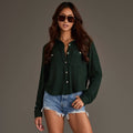 Green Cropped Soft Button Up