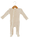Organic Waffle 2-Way Zip Ruffle Footie, Snow