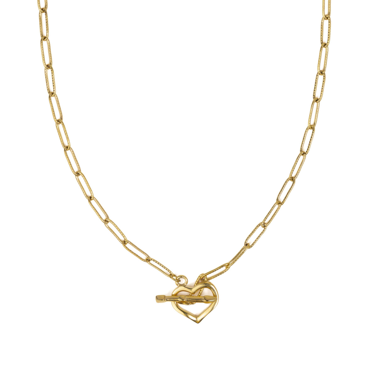 Waterproof Gold Heart Toggle Necklace