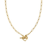 Waterproof Gold Heart Toggle Necklace