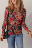 Multicolor Floral Mesh Top