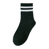 Preppy Versatile Plain Color Striped Socks