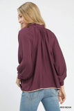 Henley Raglan Sleeve Blouse