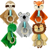 Dylan Dino Plush Toy with Teether: Dinosaur Lovey, Shower Gift, Security Blanket for Babies