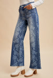 Daisy Print Wide Leg Jeans