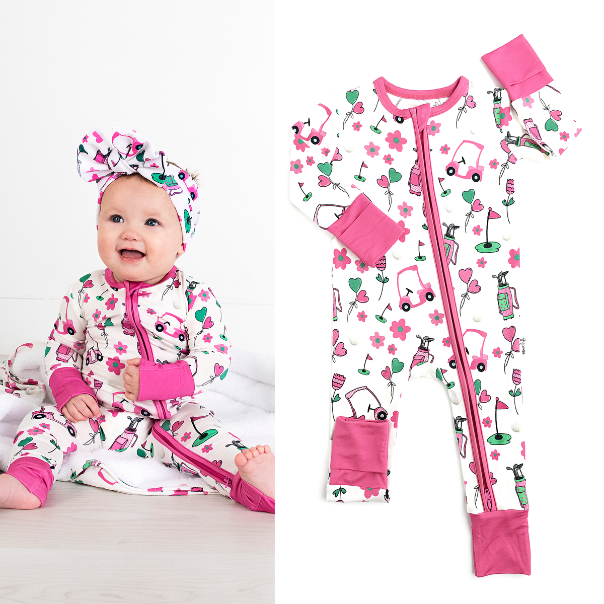 Lexi Pink Golf Zip Pink Kids Bamboo Sleepies Little