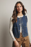 Braided Trim Denim Vest