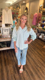 Ruffle Sleeve Stripe Top