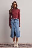Stretch Ribbed Mock Neck Top