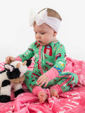 SoftSnooze™ Baby Girls Bamboo Viscose Farm Friends Convertible Ruffle One Piece Footie Pajama
