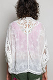 Batwing Sleeve Button Down Solid Crochet Cardigan Top