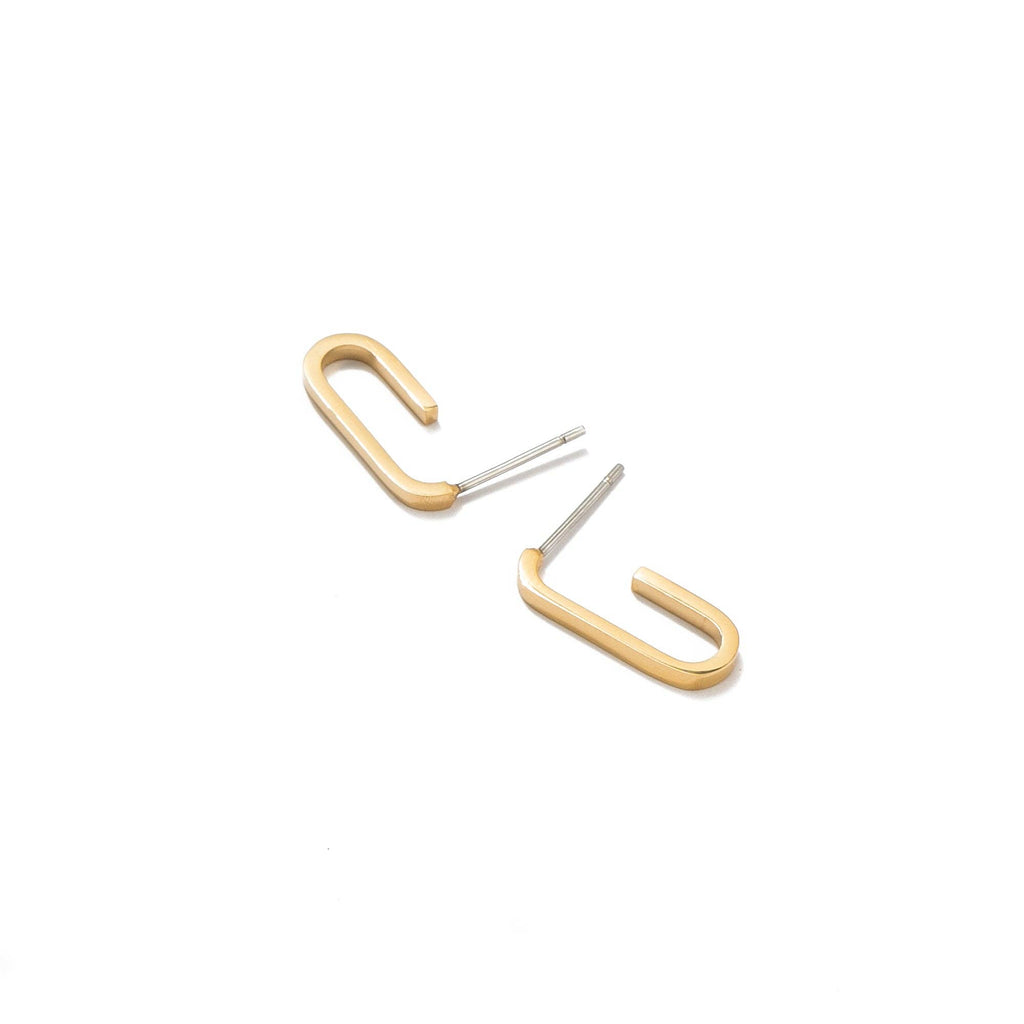 Waterproof Gold Paperclip Hoops