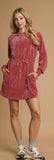Velour Drawstring Dress