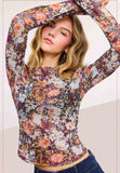 Floral Mesh Layering Top