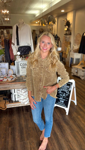Corduroy Button Up Top