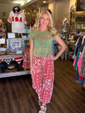 Bandana Print Barrel Jeans