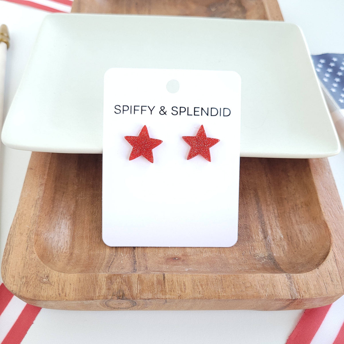 Liberty Star Studs - Red // 4th of July Patriotic Earrings