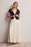Open-Knit Short-Sleeve Crochet Cardigan Top
