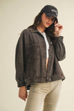 Coffee Vintage Wash Pleated Back Jacket
