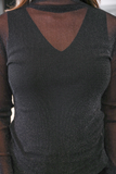 Mesh Top- Black Glitter