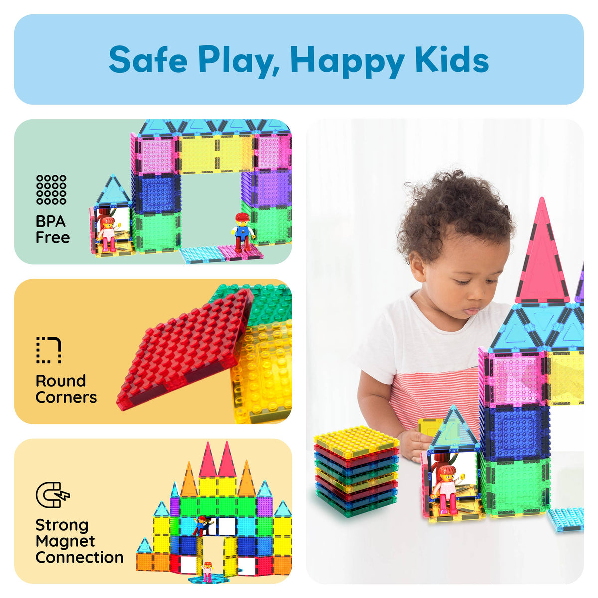 PicassoTiles 63pc Brick & Magnetic Tile Building Set
