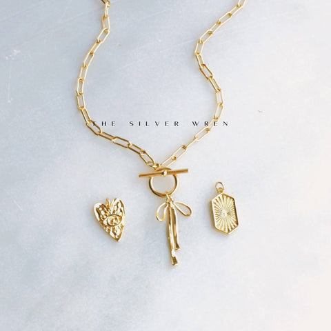 Gold Bow Toggle Necklace