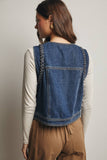 Braided Trim Denim Vest
