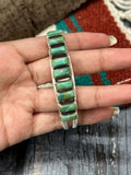 Handmade Sterling Silver Kingman Turquoise Bracelet with Signed Nizhoni