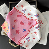 Pink Western Cowgirl Horseshoe Square Scarf Bandana